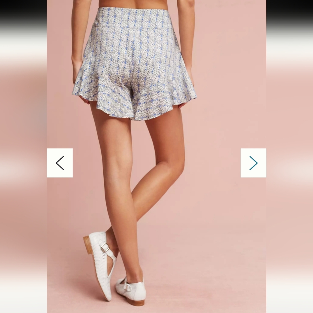 Anthropologie Maeve pineapple ruffle Shorts Size 4 - Picture 2 of 15